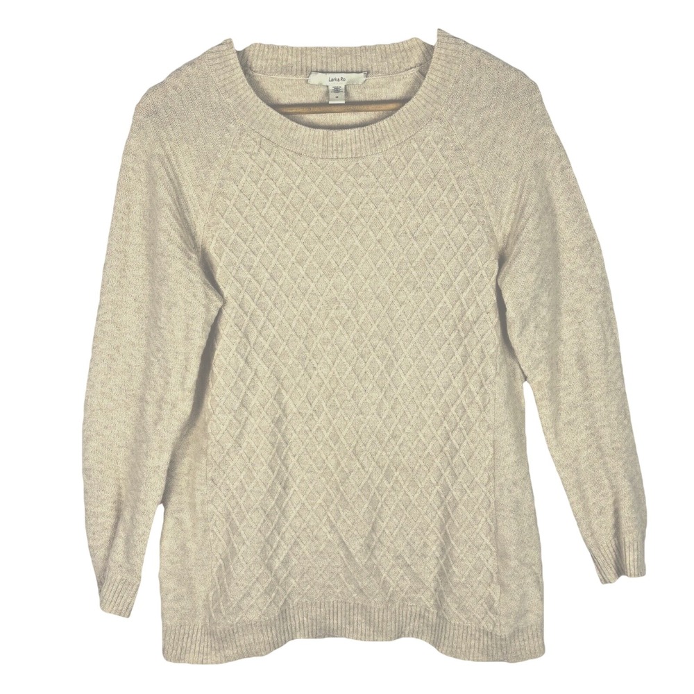 Women Long Sleeve 100% Cashmere Pullover Sweater Lark & Ro Sz L Luxury Old money
